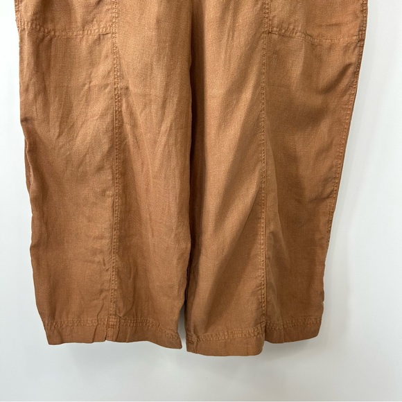 Wrap London 100% Linen Jumpsuit Size 16 Burnt Orange Dungarees Pockets Wide Leg - Picture 5 of 9
